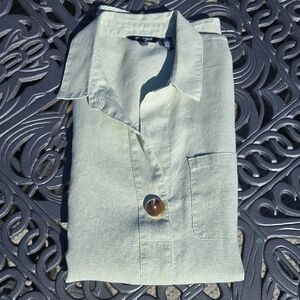 Ellen Tracy Sage Green Linen Shirt